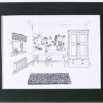 'Bedroom' Room Portrait - 10x8 inch pen drawing