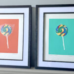 Lollipops Limited Edition Screen Print framed - Diptych Orange and Turquoise