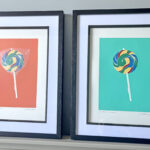 Lollipops Limited Edition Screen Print framed - Diptych Orange and Turquoise