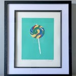 Lollipop screen print framed - Turquoise