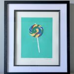 Lollipop screen print framed - Turquoise